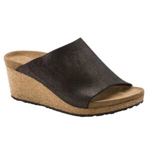 BIRKENSTOCK Women's Namica Wedge Sandal Washed Metallic Antique Black-Size 38